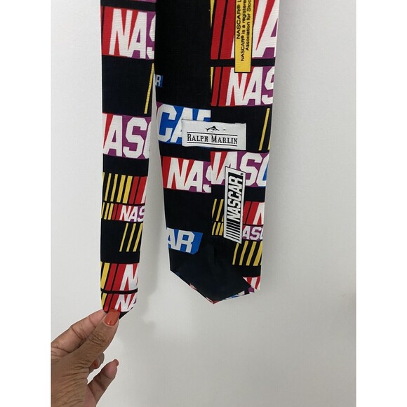 VTG NASCAR Necktie Tie Ralph Marlin Made in USA Rm Style Multicolored - Picture 7 of 8